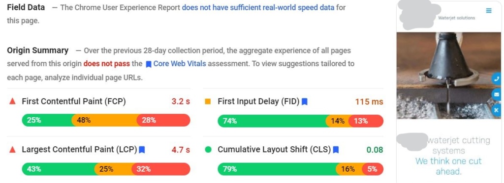 Page Performance Example Google